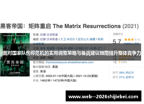 面对国家队伤停危机的实用调整策略与备战建议指南提升整体竞争力 面对国家队伤停危机的实用调整策略与备战建议指南提升整体竞争力